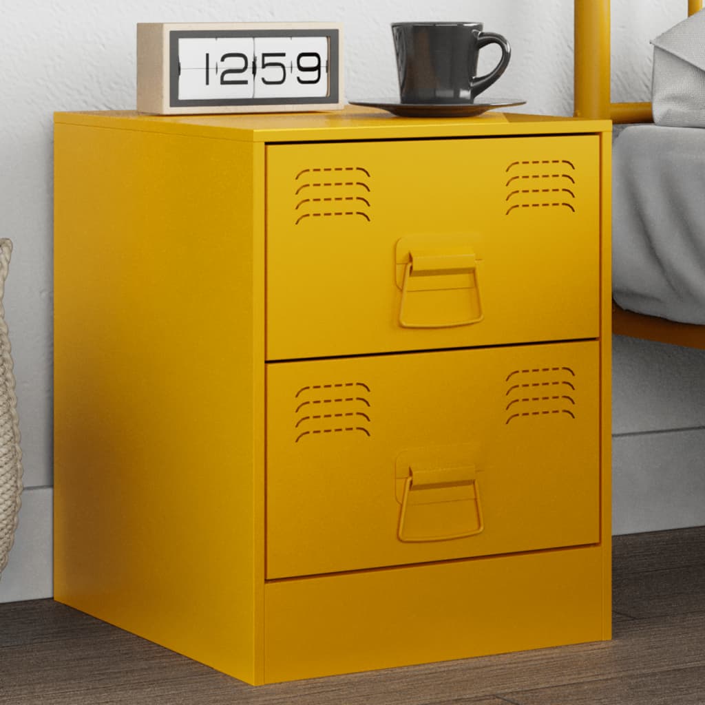 vidaXL Mesa de cabeceira 34,5x39x44 cm aço amarelo