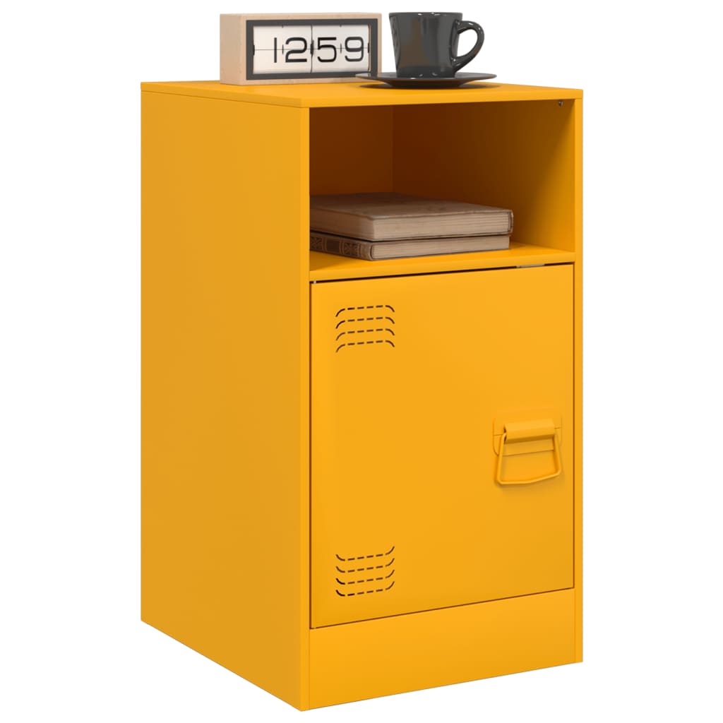 vidaXL Mesa de cabeceira 34,5x39x62 cm aço amarelo mostarda