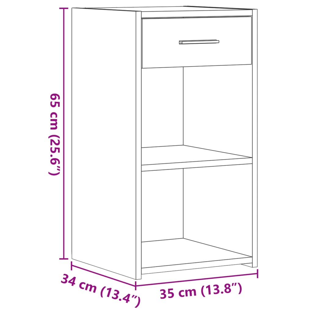 vidaXL Mesa de cabeceira 35x34x65 cm derivados de madeira preto