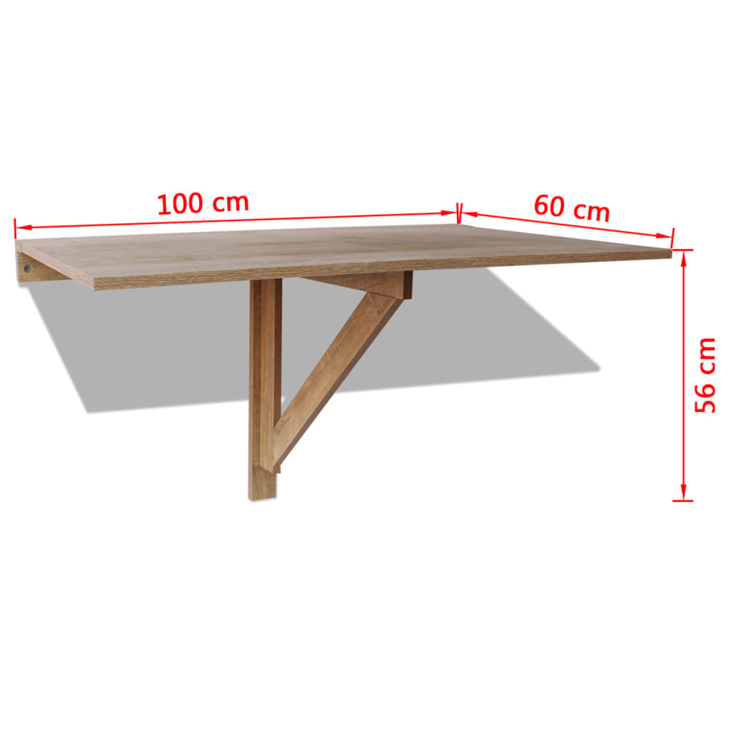 vidaXL Mesa de parede dobrável 100x60 cm carvalho