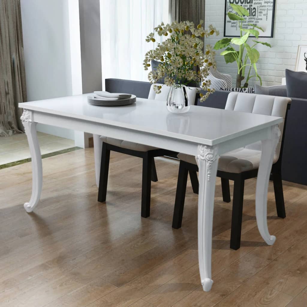 vidaXL Mesa de jantar 116x66x76 cm branco brilhante