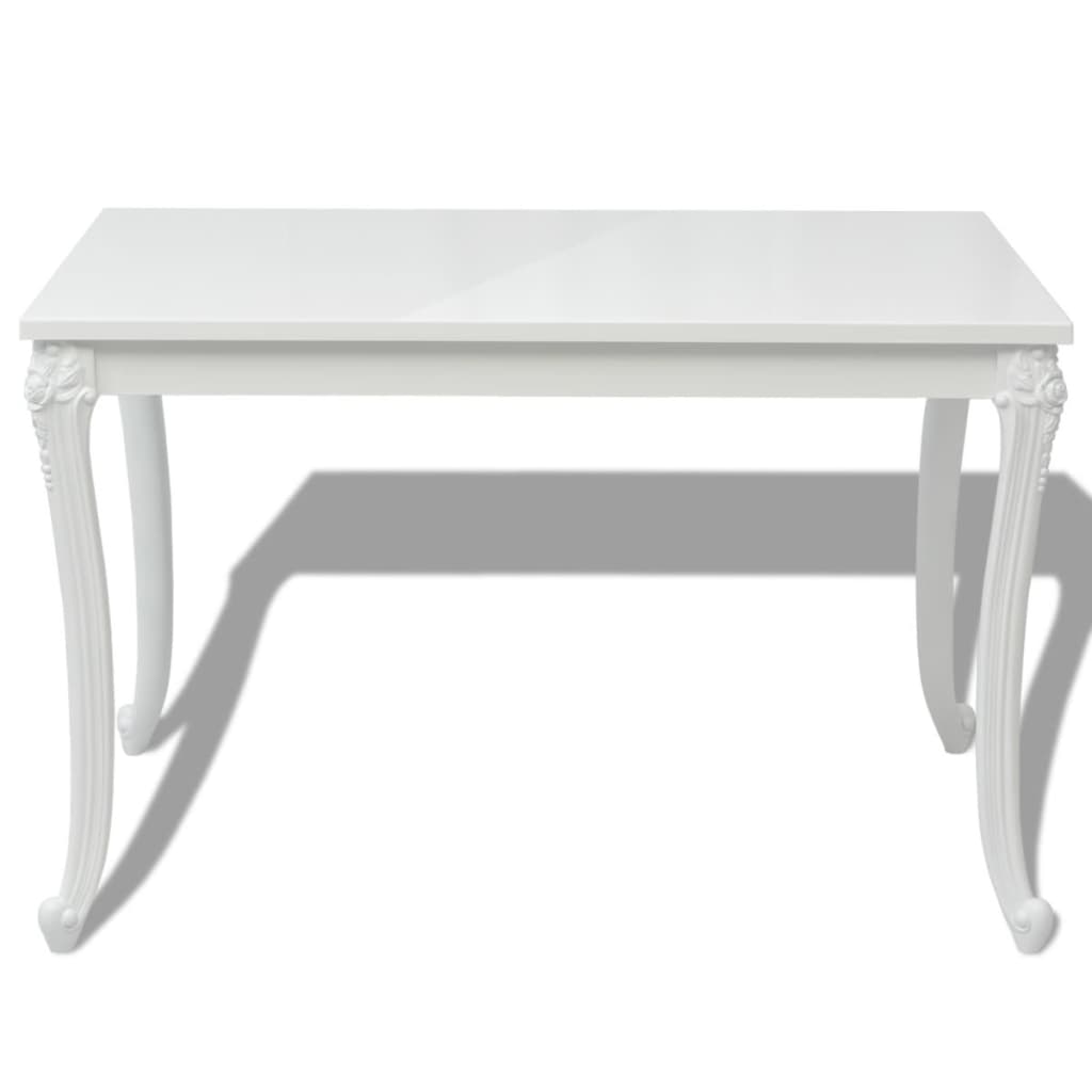 vidaXL Mesa de jantar 116x66x76 cm branco brilhante