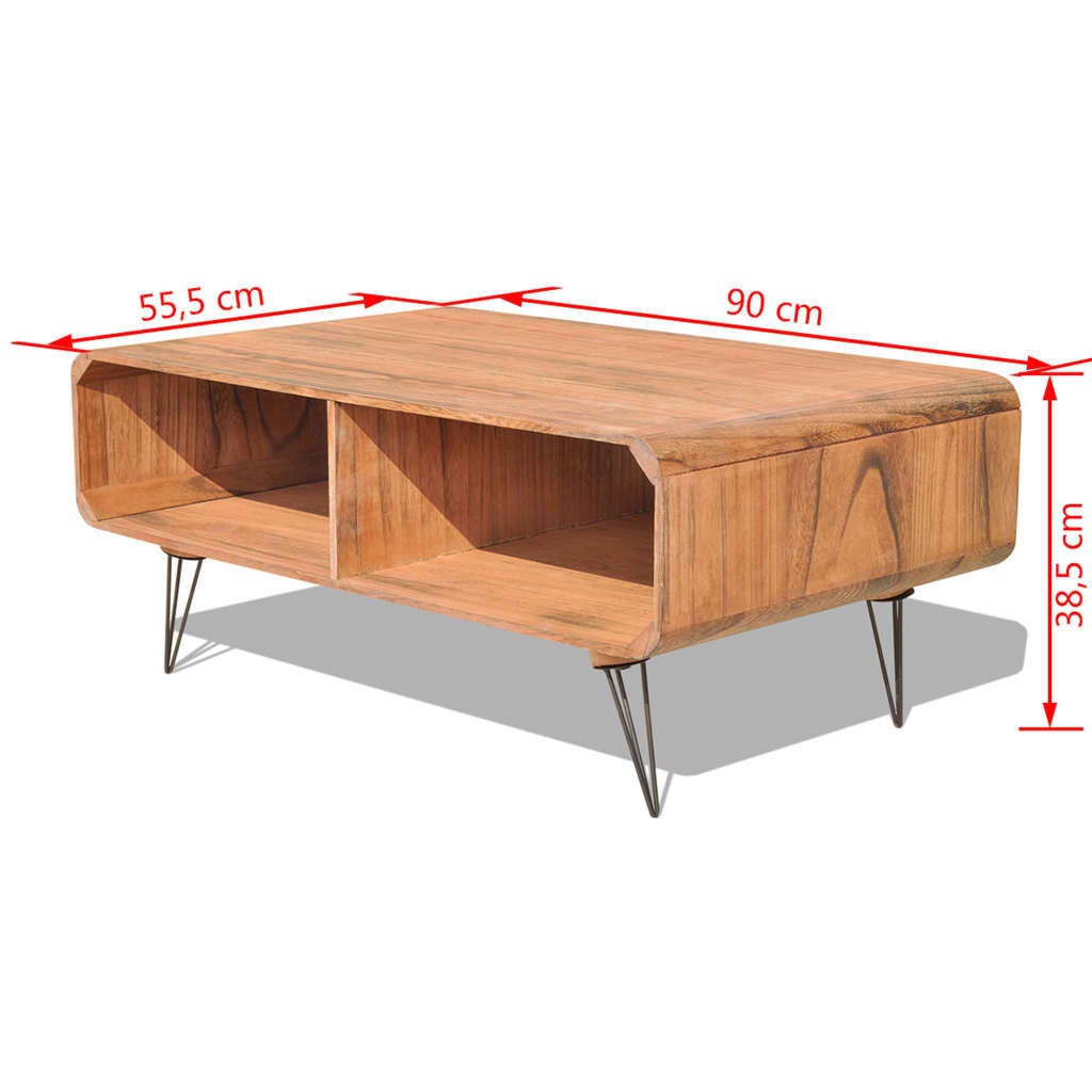 vidaXL Mesa de centro 90x55,5x38,5cm madeira paulownia maciça castanho