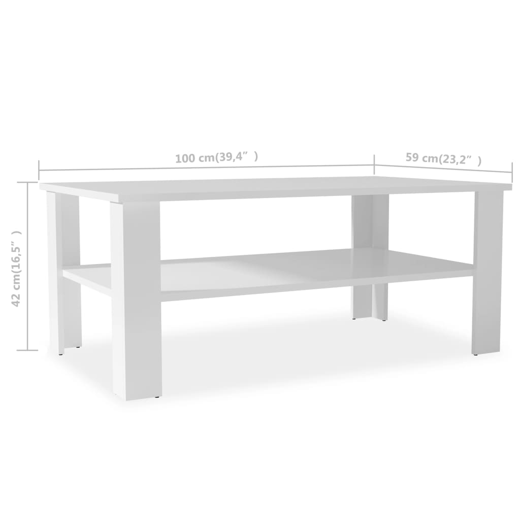 vidaXL Mesa de centro em aglomerado 100x59x42 cm branco