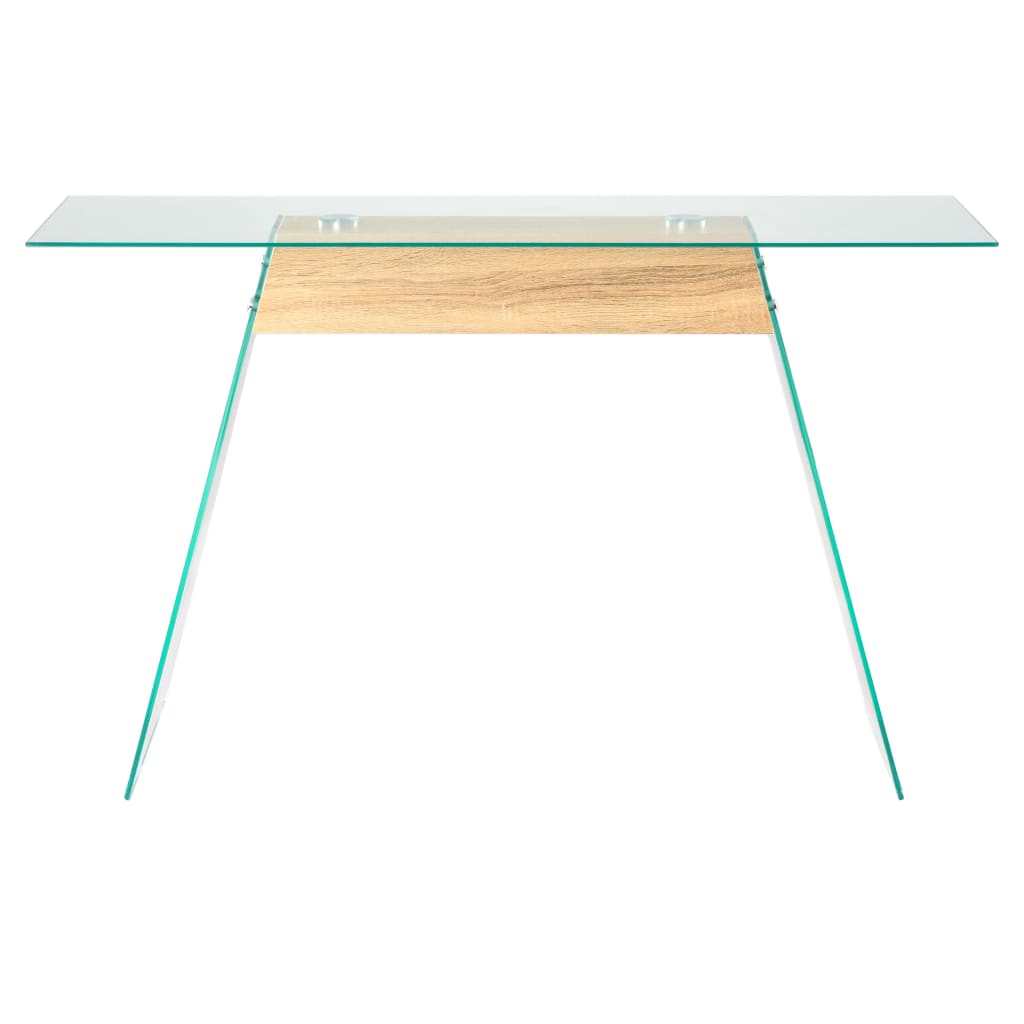 vidaXL Mesa consola em vidro e MDF 120x30x76 cm cor de carvalho