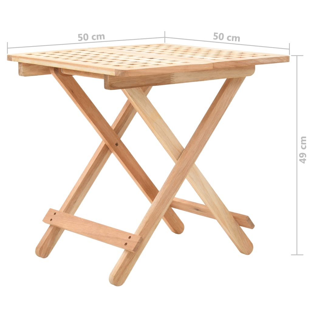 vidaXL Mesa de apoio dobrável madeira de nogueira maciça 50x50x49 cm