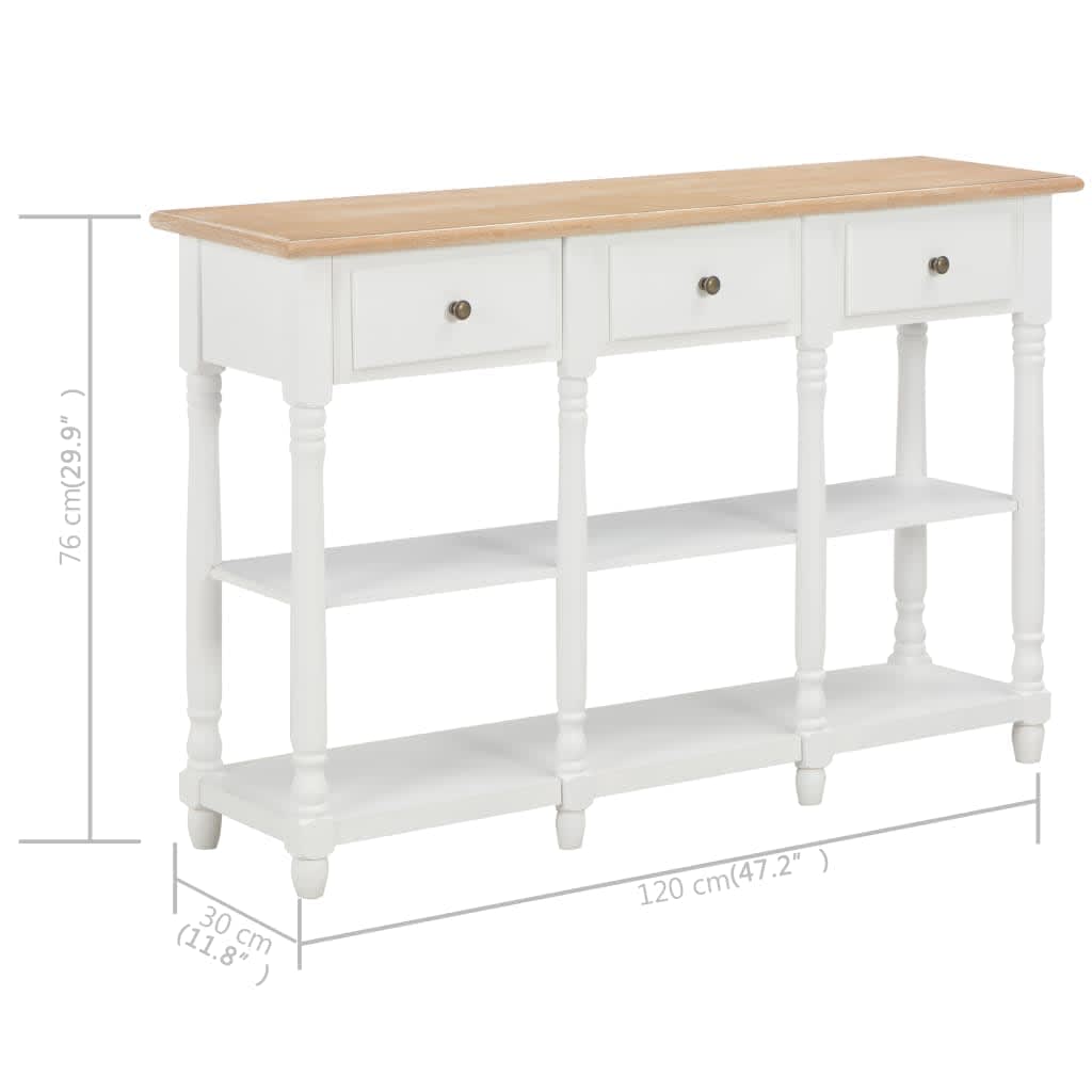 vidaXL Mesa consola 120x30x76 cm MDF branco