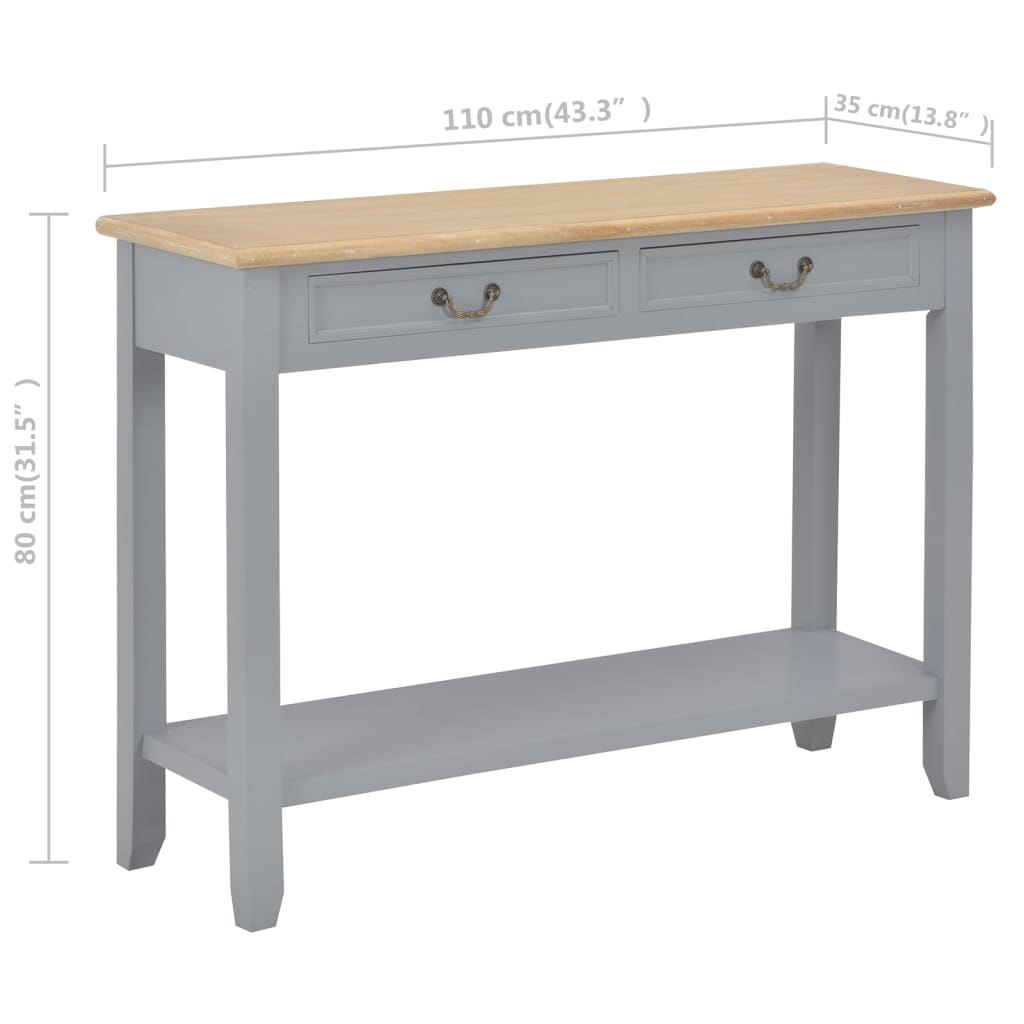 vidaXL Mesa consola 110x35x80 cm madeira cinzento