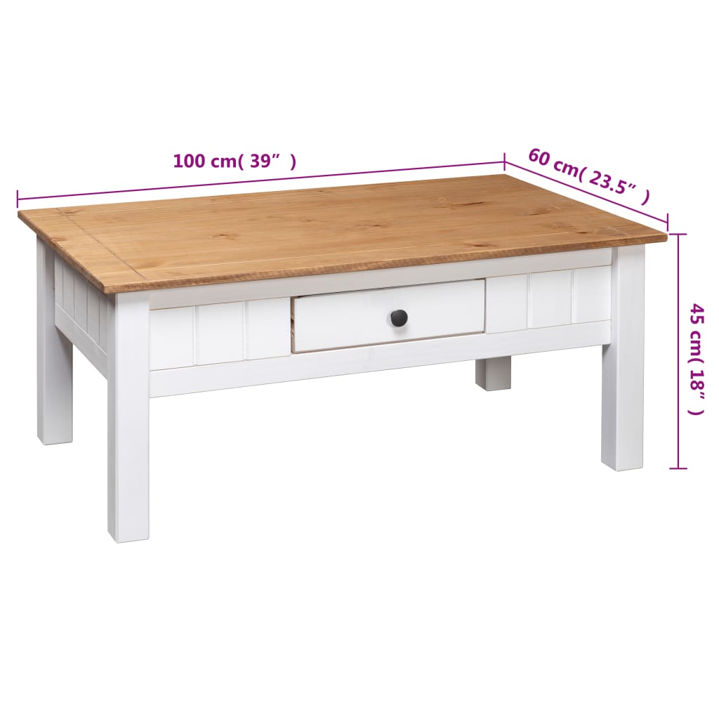 vidaXL Mesa de centro 100x60x45 cm pinho maciço Panama branco