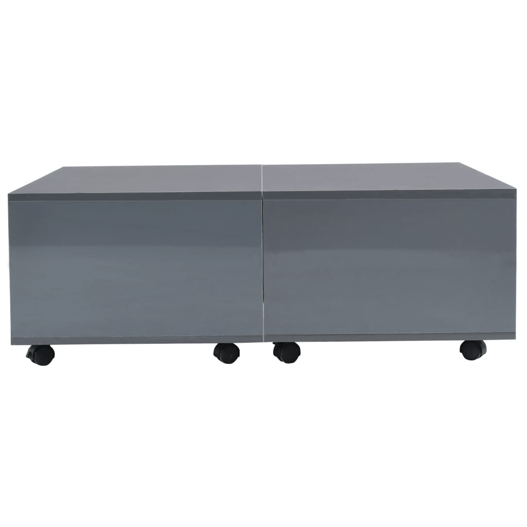 vidaXL Mesa de centro 100x100x35 cm cinzento brilhante