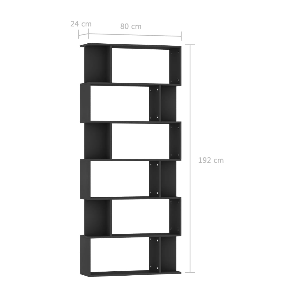 vidaXL Estante/divisória 80x24x192 cm contraplacado preto