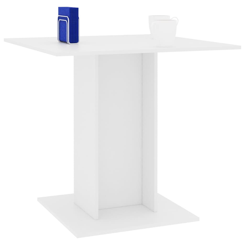 vidaXL Mesa de jantar 80x80x75 cm contraplacado branco