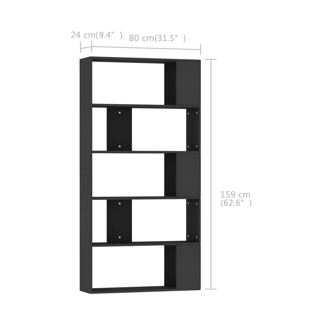 vidaXL Estante/divisória 80x24x159 cm contraplacado preto