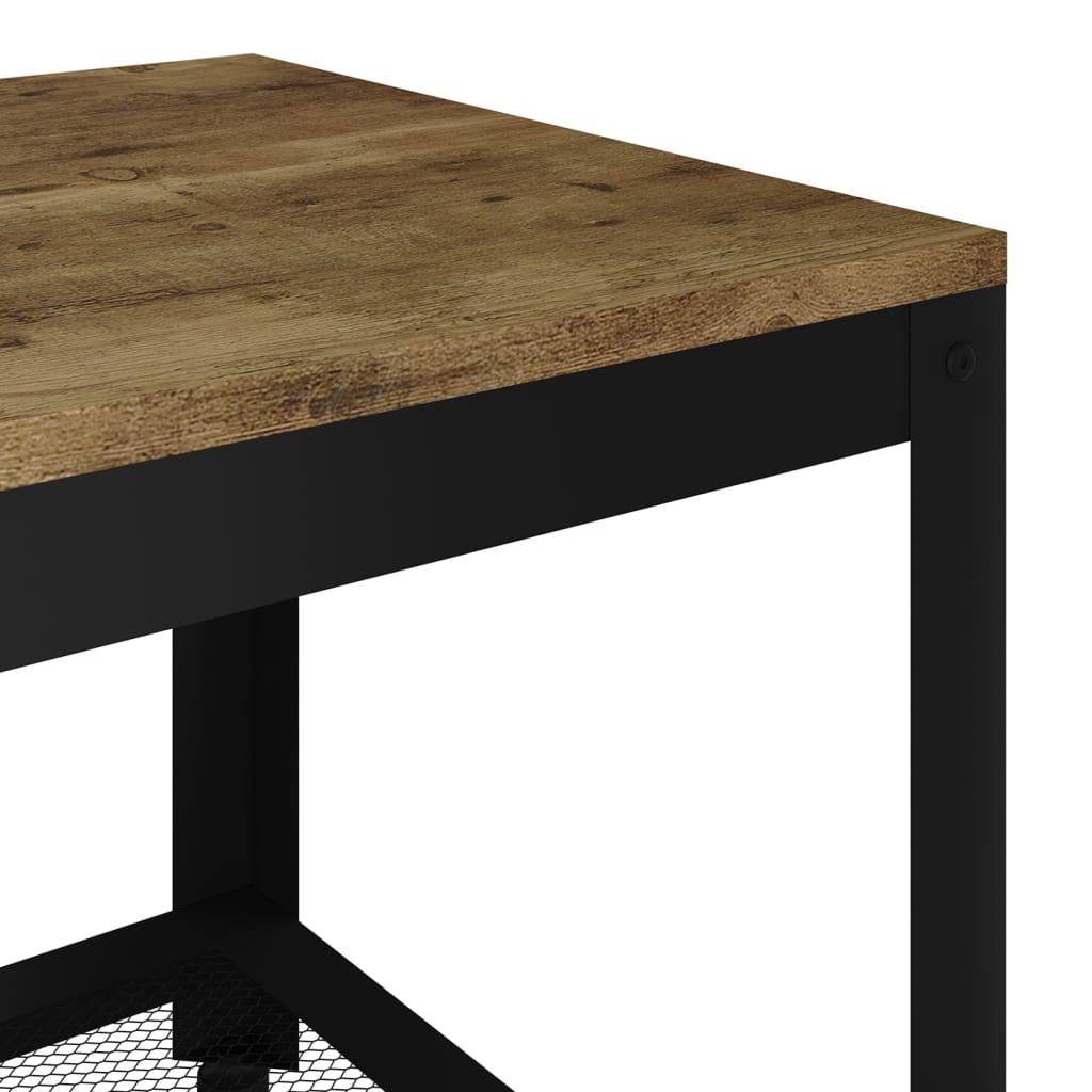 vidaXL Mesa de centro 90x45x45 cm MDF e ferro castanho-escuro e preto