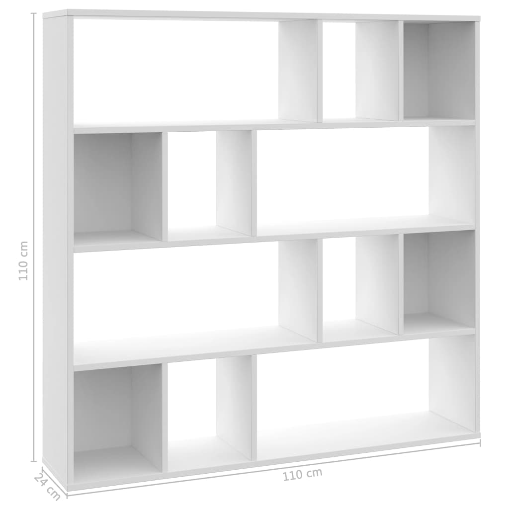 vidaXL Divisória/estante 110x24x110 cm contraplacado branco