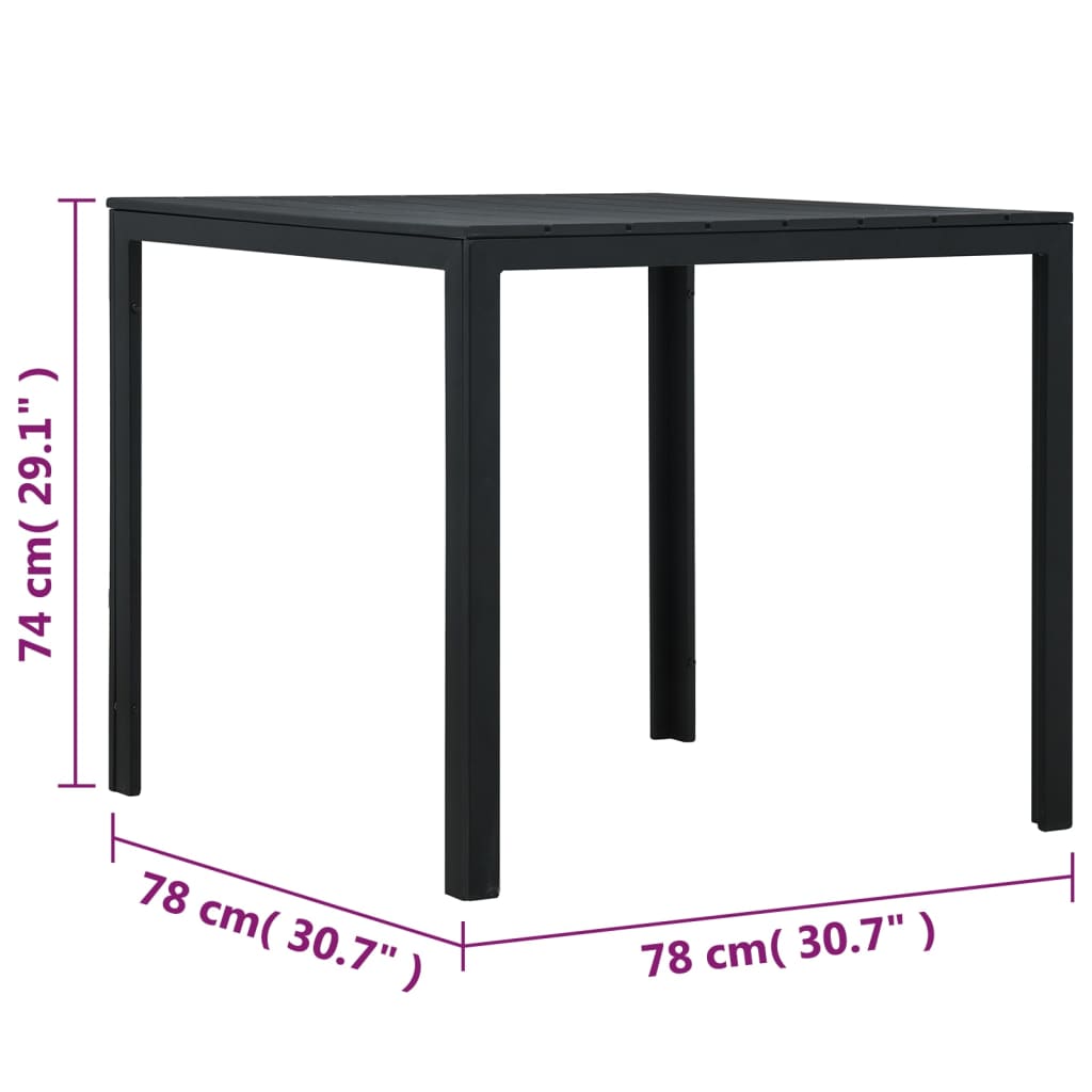 vidaXL Mesa de centro 78x78x74 cm PEAD aspeto madeira preto