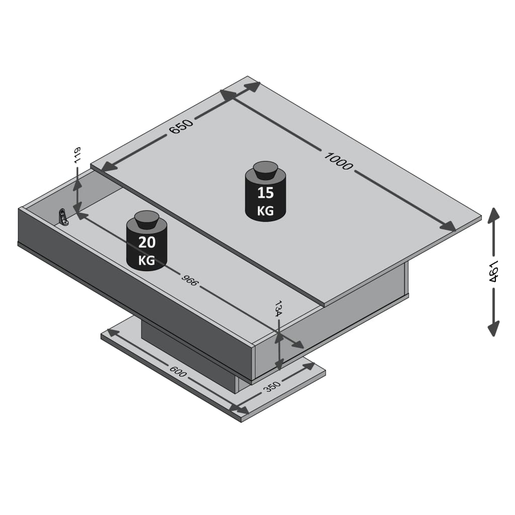 FMD Mesa de centro cinzento cimento e branco