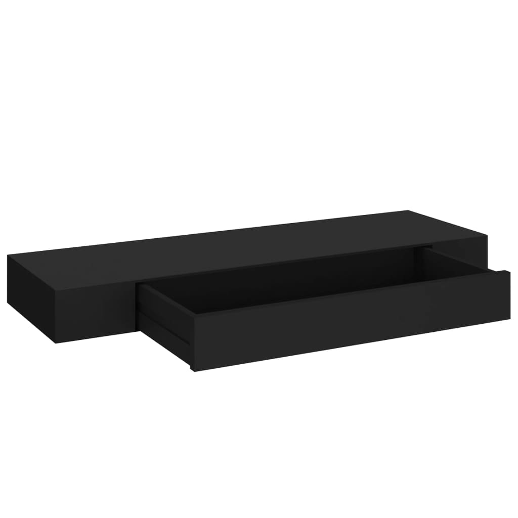 vidaXL Prateleira de parede suspensa com gaveta 80x25x8 cm preto