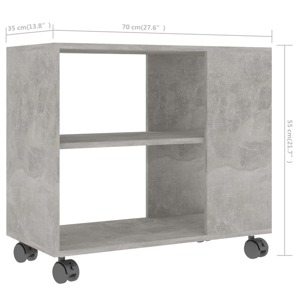 vidaXL Mesa de apoio 70x35x55 cm madeira processada cinza cimento