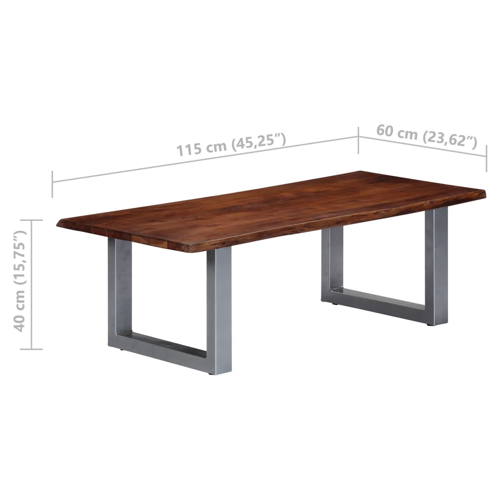 vidaXL Mesa de centro com arestas vivas 115x60x40 cm acácia maciça