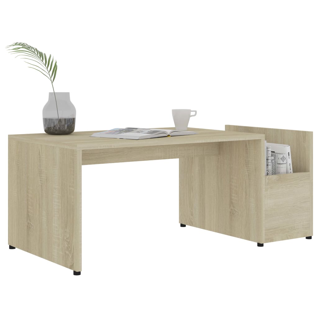 vidaXL Mesa de centro 90x45x35 cm contraplacado carvalho sonoma