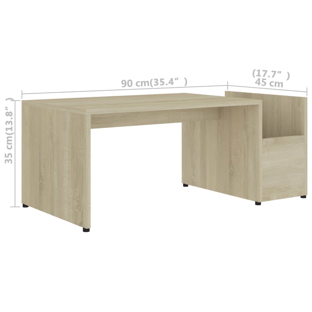 vidaXL Mesa de centro 90x45x35 cm contraplacado carvalho sonoma