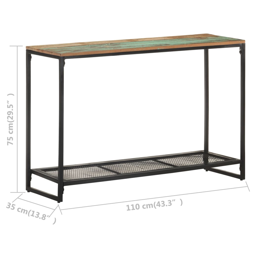 vidaXL Mesa consola 110x35x75 cm madeira recuperada maciça