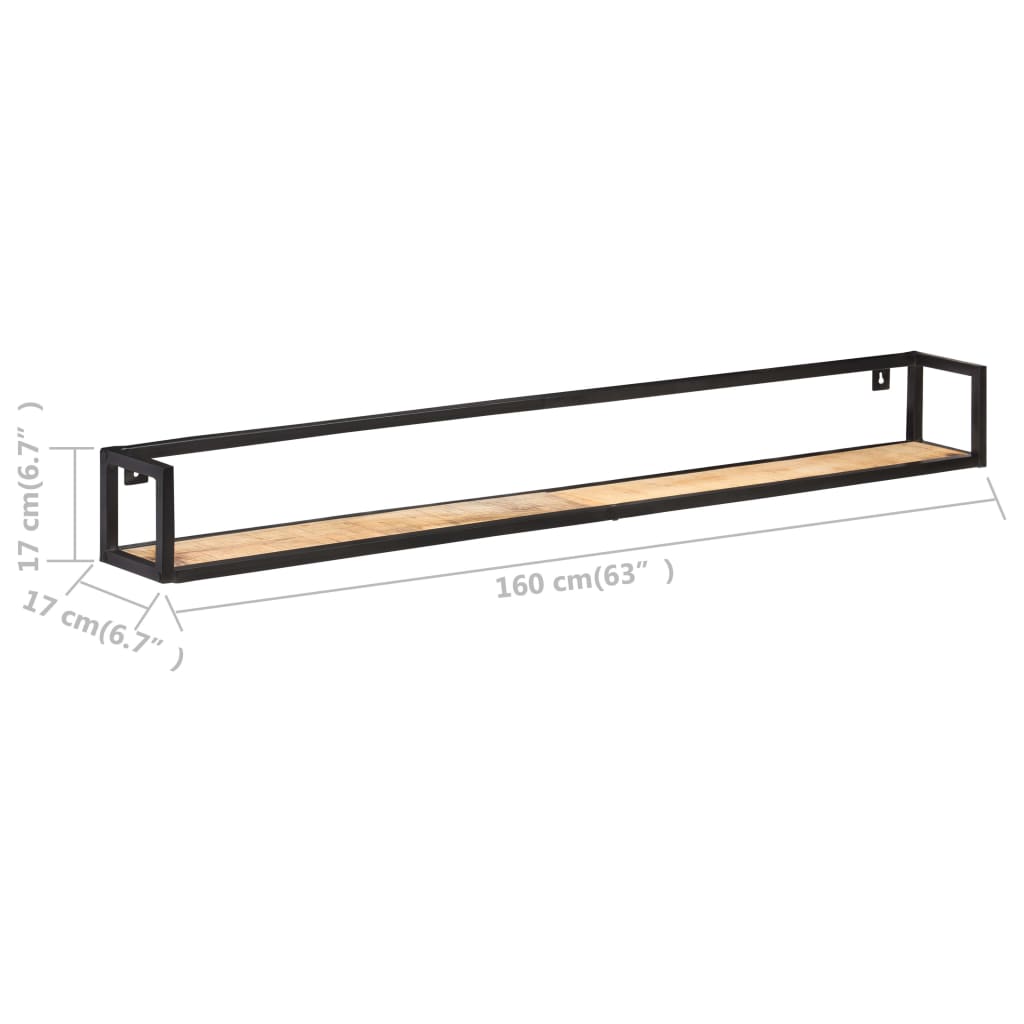 vidaXL Prateleiras de parede 2 pcs 160 cm madeira de mangueira áspera