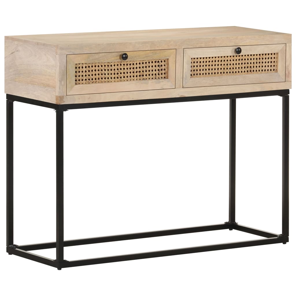 vidaXL Mesa consola 100x35x76 cm mangueira maciça e palha natural