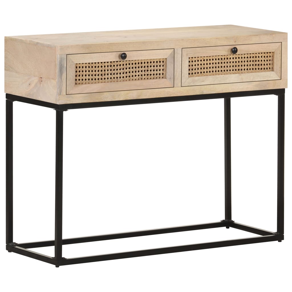 vidaXL Mesa consola 100x35x76 cm mangueira maciça e palha natural