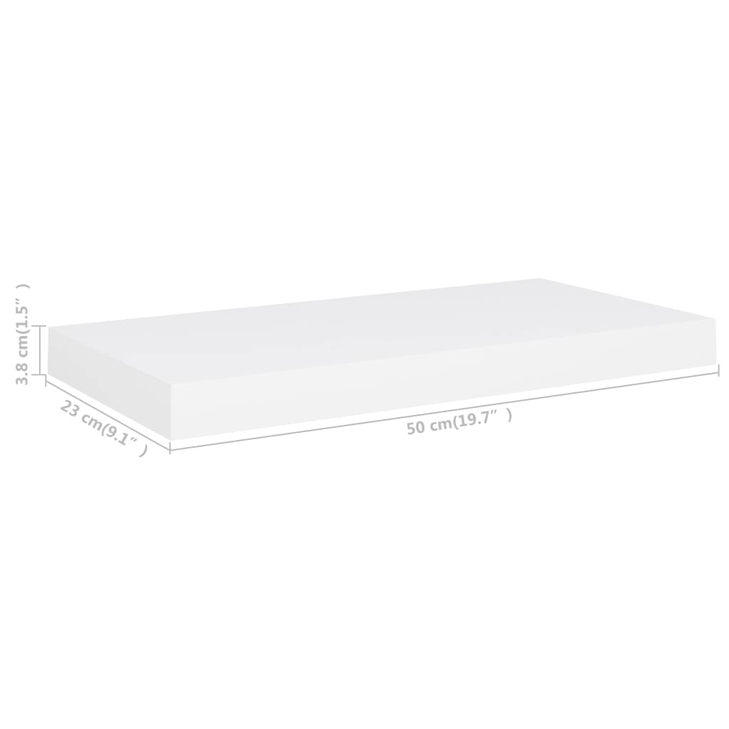 vidaXL Prateleira de parede suspensa 50x23x3,8 cm MDF branco