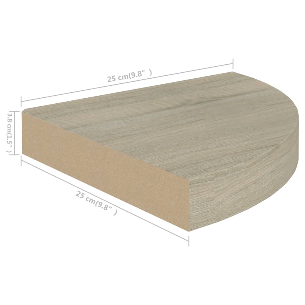 vidaXL Prateleiras canto suspensas 4 pcs 25x25x3,8cm MDF cor carvalho