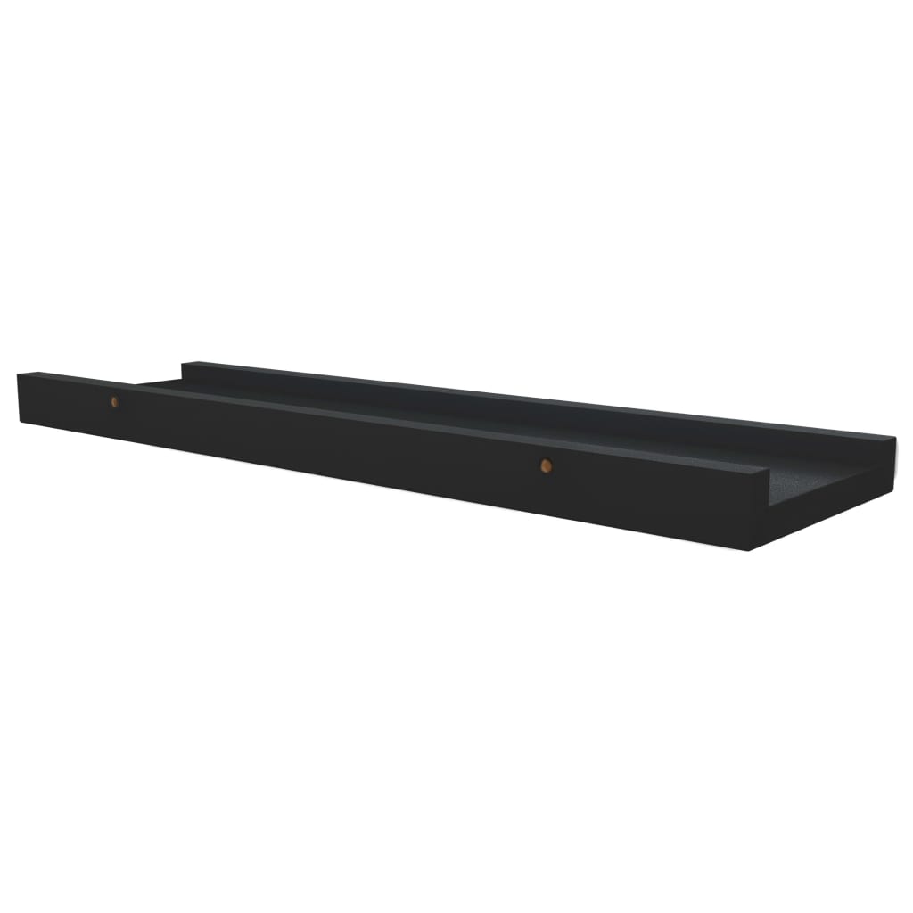 vidaXL Unidade de prateleiras com rebordo 2 pcs 40x9x3 cm MDF preto