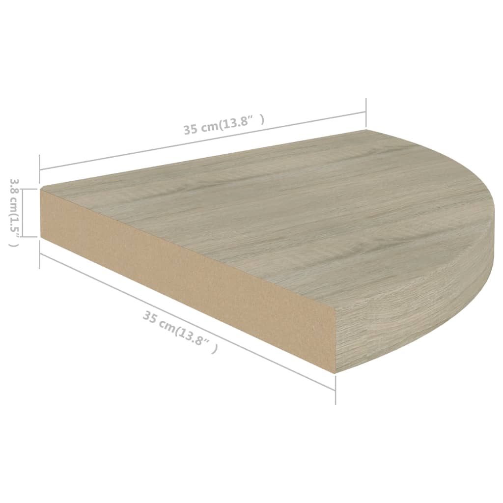 vidaXL Prateleiras canto suspensas 4 pcs 35x35x3,8cm MDF cor carvalho