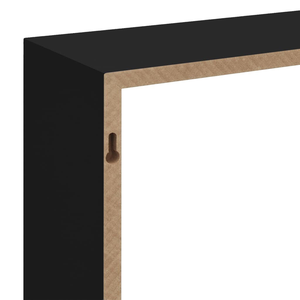 vidaXL Prateleiras de parede em forma de cubo 3 pcs MDF preto