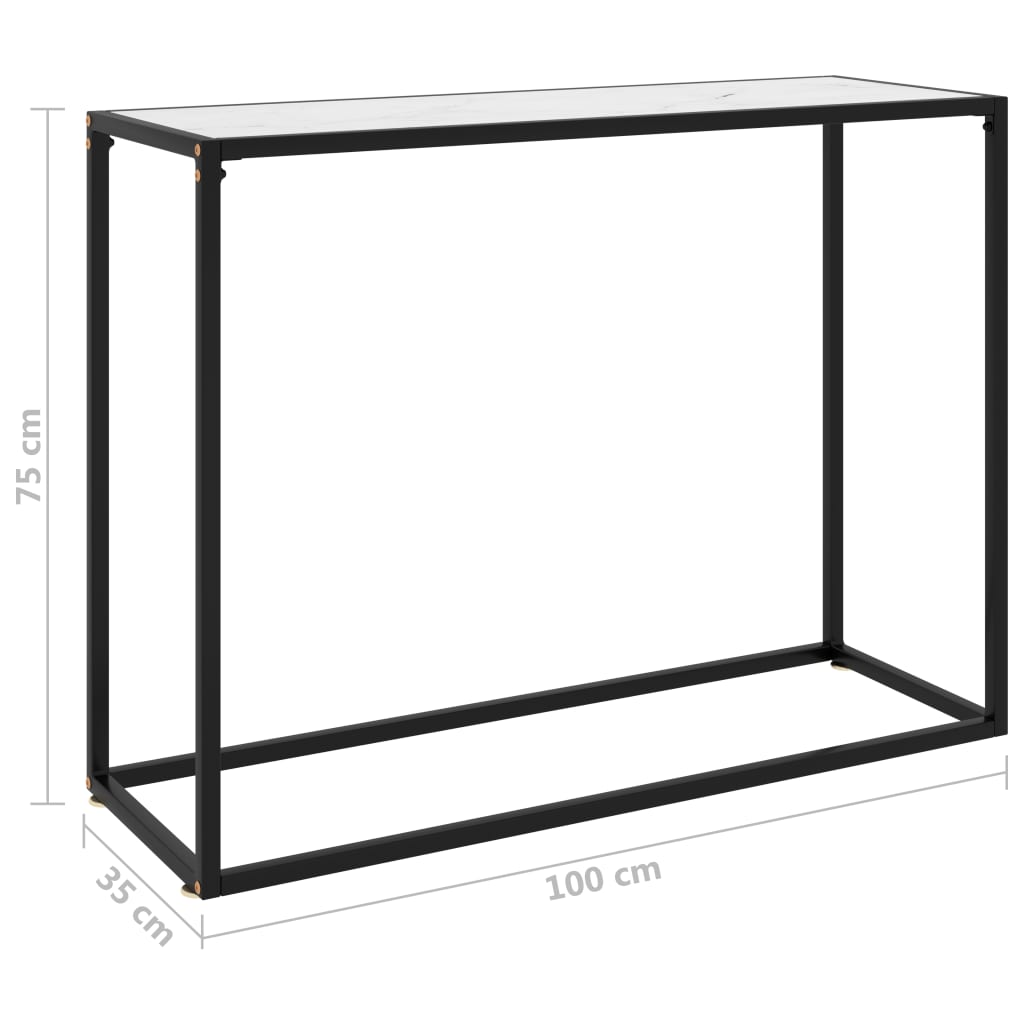 vidaXL Mesa consola 100x35x75 cm vidro temperado branco