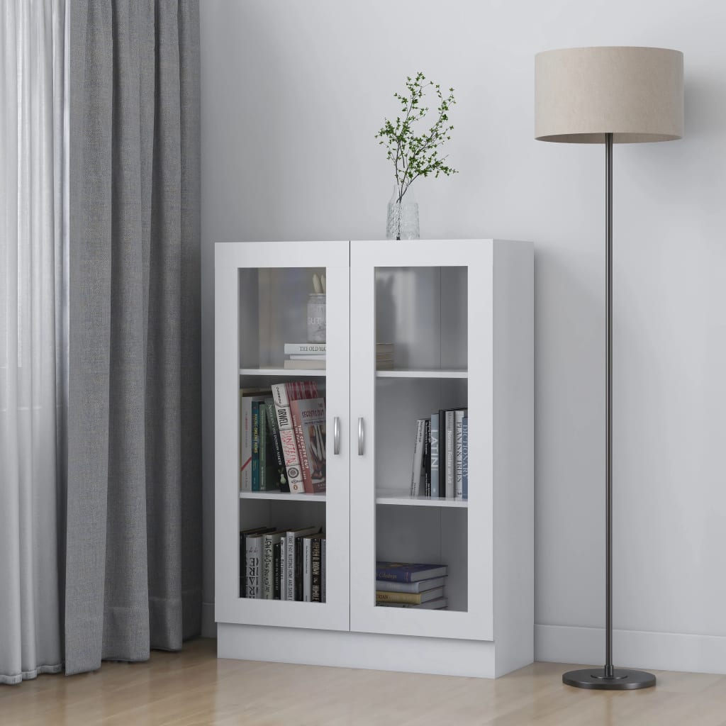 vidaXL Armário vitrine 82,5x30,5x115 cm contraplacado branco