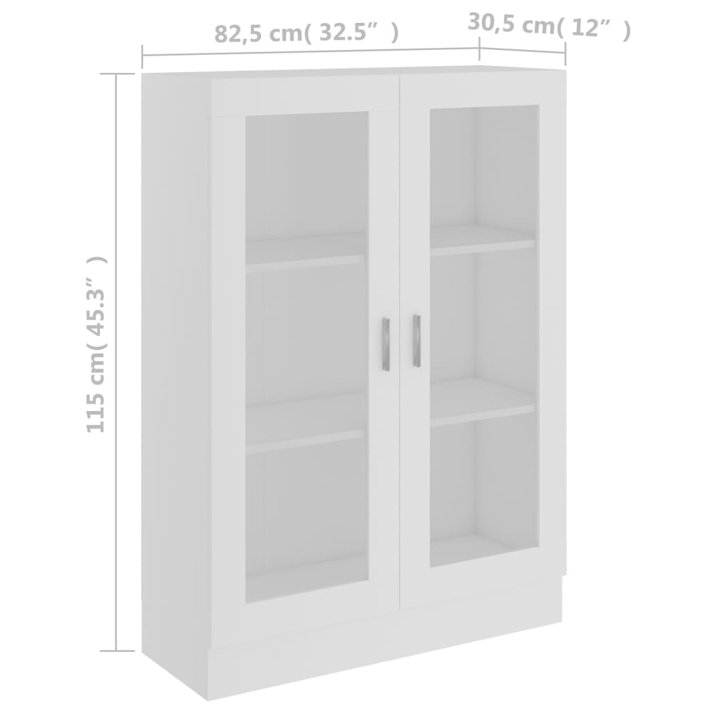 vidaXL Armário vitrine 82,5x30,5x115 cm contraplacado branco