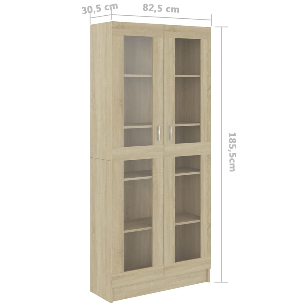 vidaXL Armário vitrine 82,5x30,5x185,5cm contraplacado carvalho sonoma