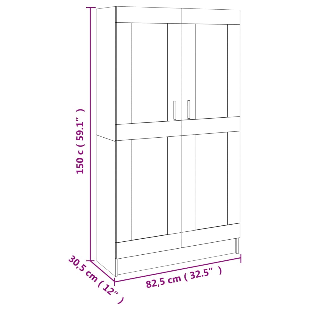 vidaXL Estante 82,5x30,5x150 cm contraplacado cinzento cimento