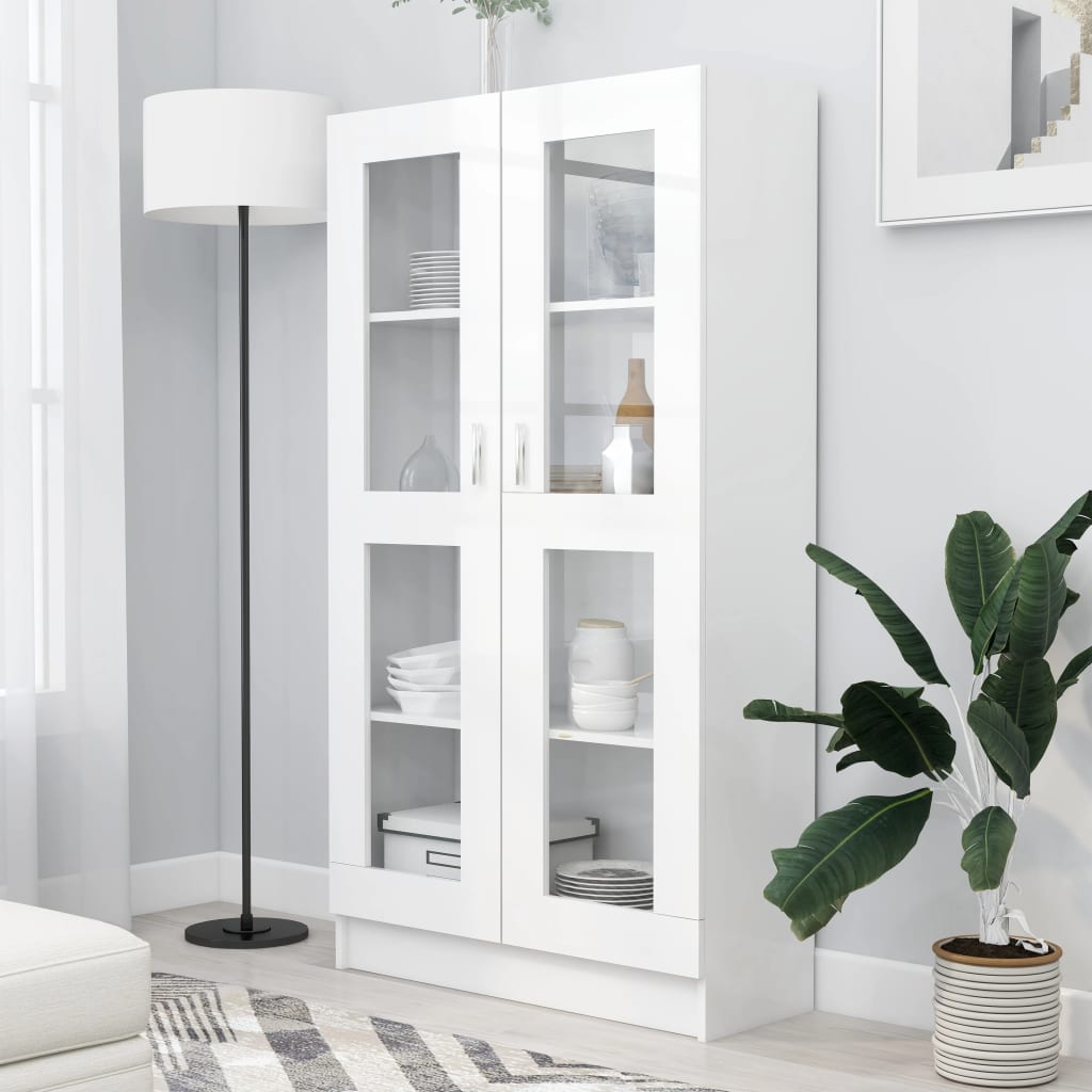 vidaXL Armário vitrine 82,5x30,5x150 cm contraplacado branco