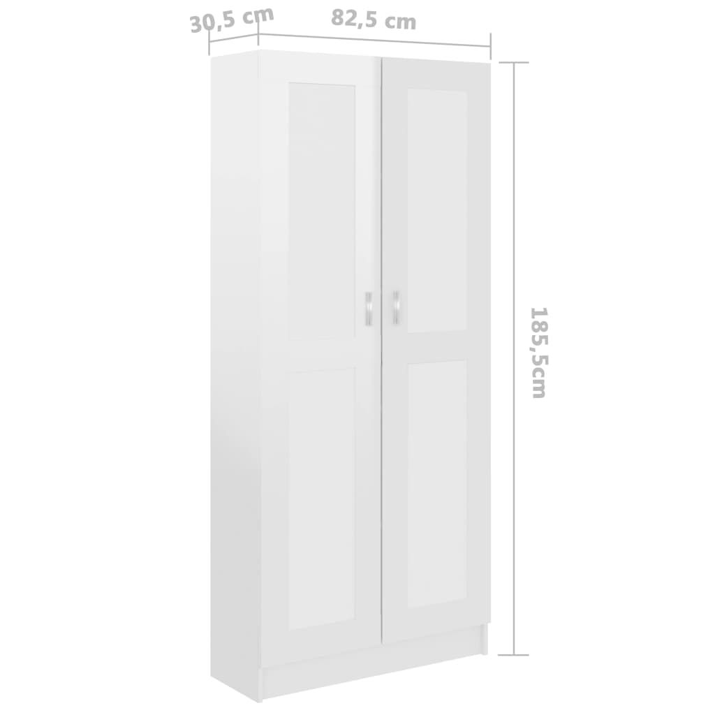 vidaXL Estante 82,5x30,5x185,5 cm contraplacado branco brilhante