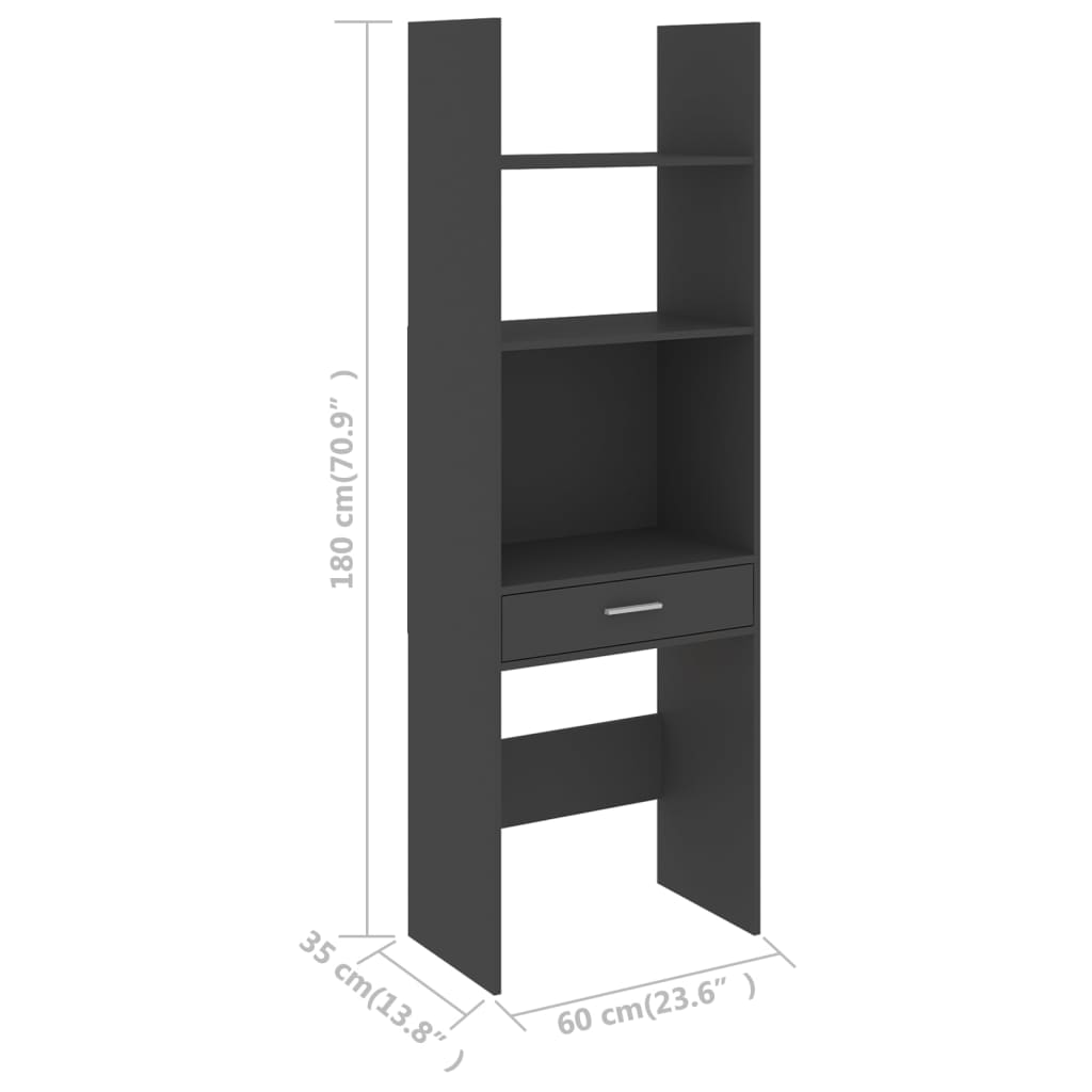 vidaXL Estante 60x35x180 cm contraplacado cinzento