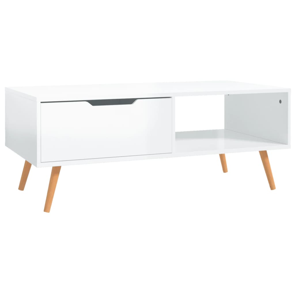 vidaXL Mesa centro 100x49,5x43cm derivados de madeira branco brilhante