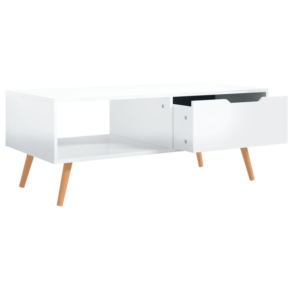 vidaXL Mesa centro 100x49,5x43cm derivados de madeira branco brilhante