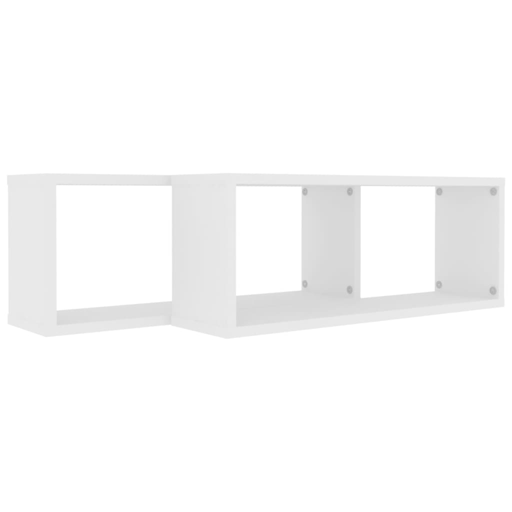 vidaXL Prateleiras parede forma de cubo 2 pcs derivados madeira branco