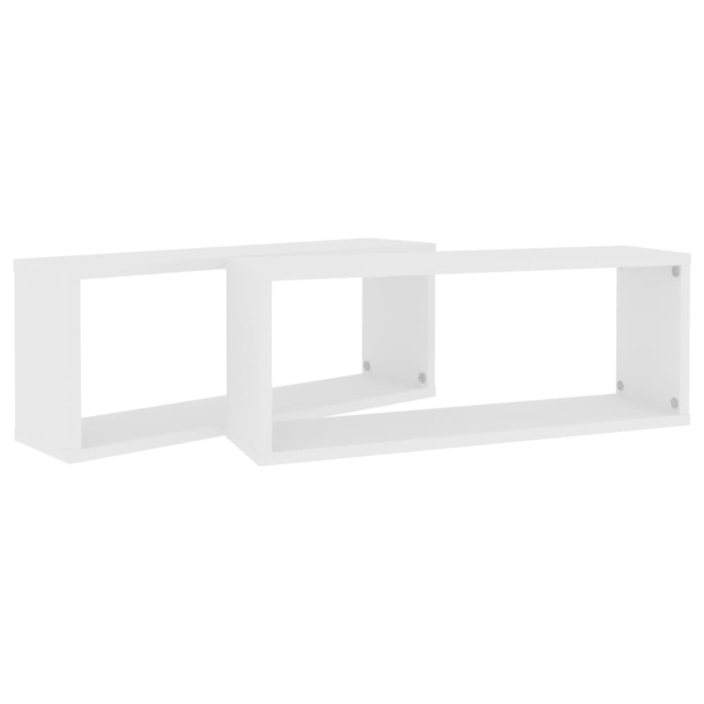 vidaXL Prateleiras parede forma de cubo 2 pcs derivados madeira branco