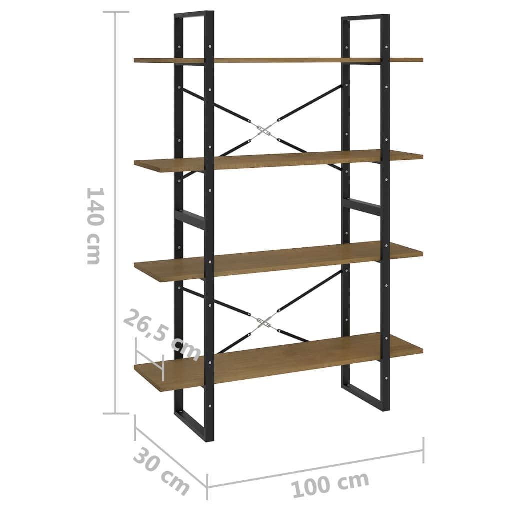 vidaXL Estante com 4 prateleiras 100x30x140 cm pinho maciço castanho