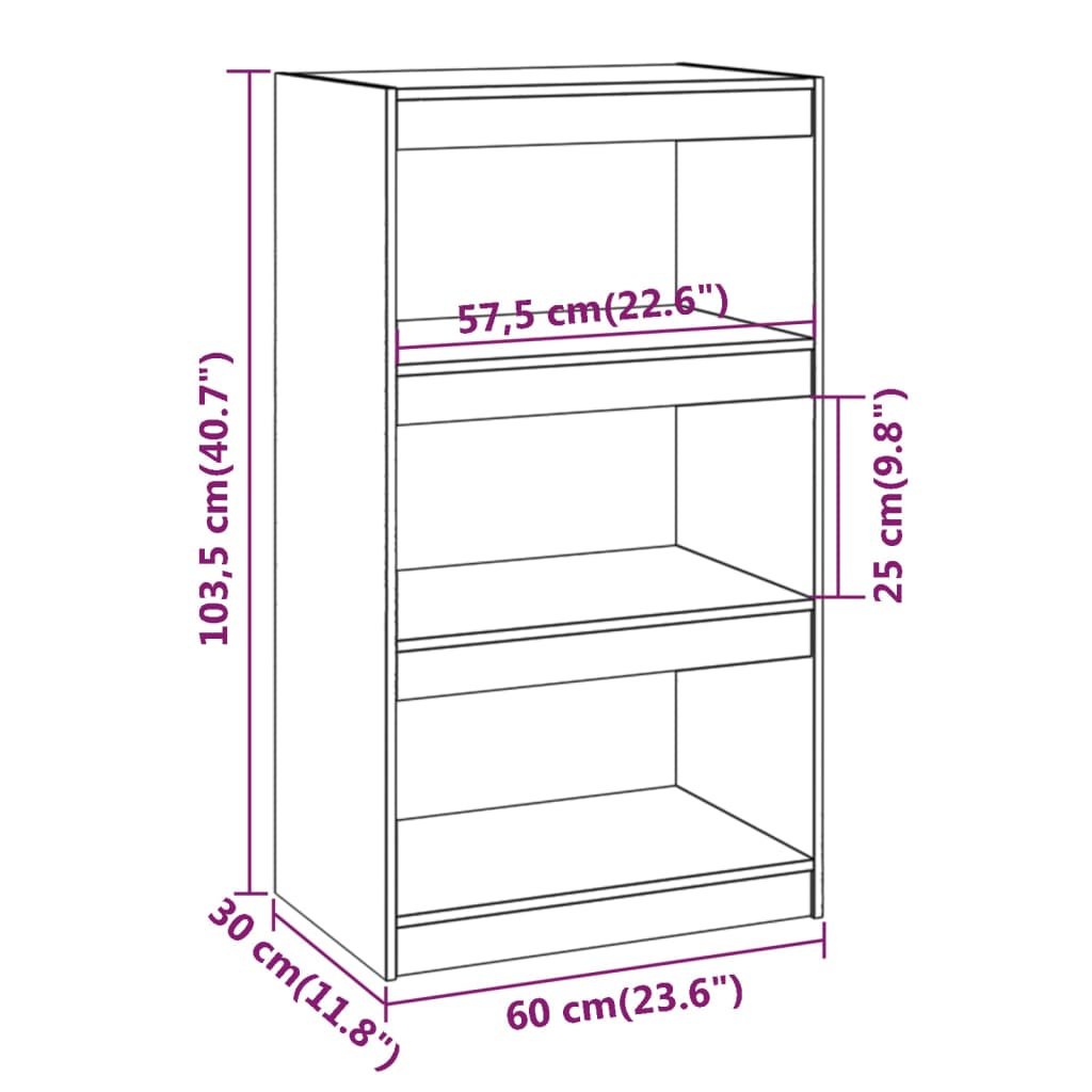 vidaXL Estante/divisória 60x30x103,5 cm pinho maciço castanho mel