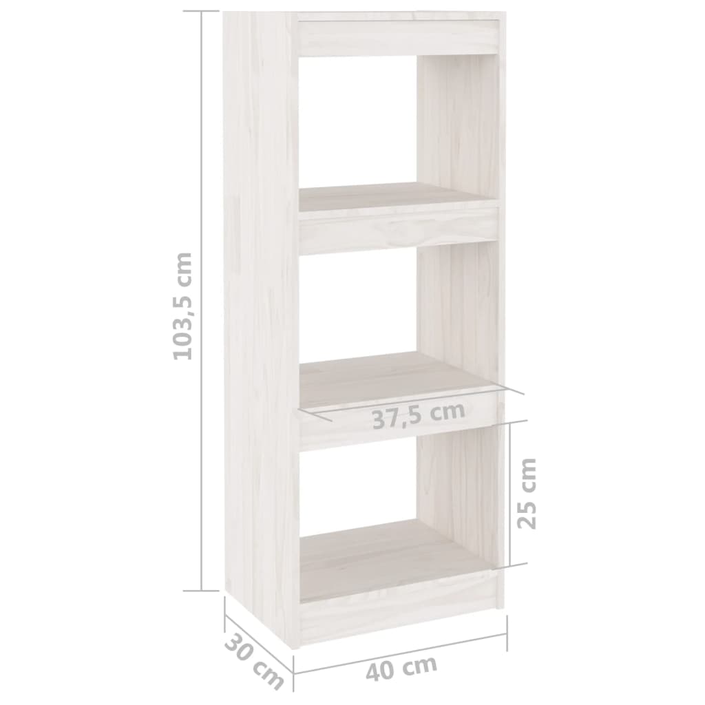 vidaXL Estante/divisória 40x30x103,5 cm pinho maciço branco